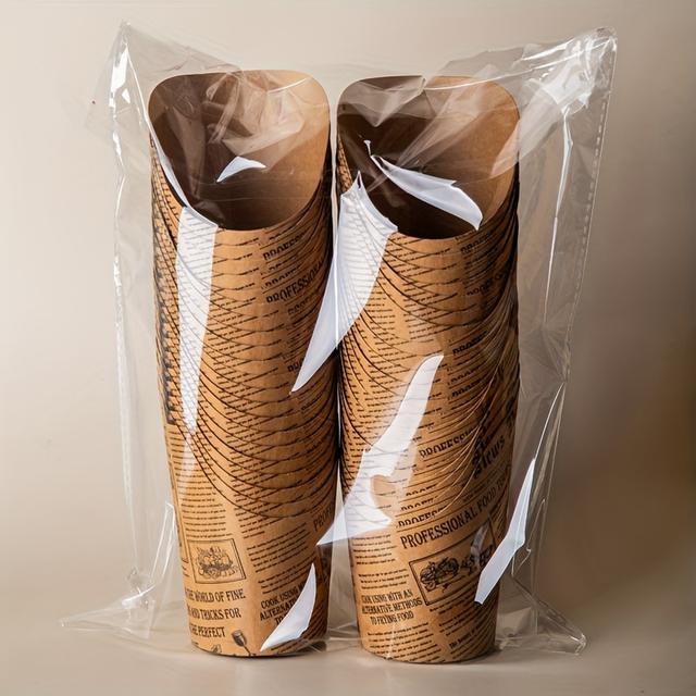 TEMU 50 Stück Schräge Englische Fritierpapierbecher, 14oz Popcorn-Käsekuchen-Behälter, Einweg-Kraftpapierbecher für Popcorn