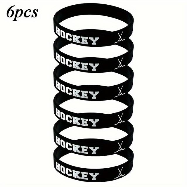 TEMU 6er--Silikon-Armbänder, Hockey-Silikon-Armbänder für Männer und Frauen, Modische Eishockey-Silikon-Armbänder für Sport-Themenparty-Dekorationen