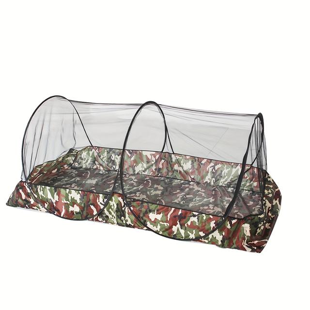 TEMU 1pc Camouflage Portable Net Tent - Lightweight, Foldable Design With Zipper Closure, Durable Polyester For Outdoor Camping, Hiking & Travel, Protection, Net For Bed