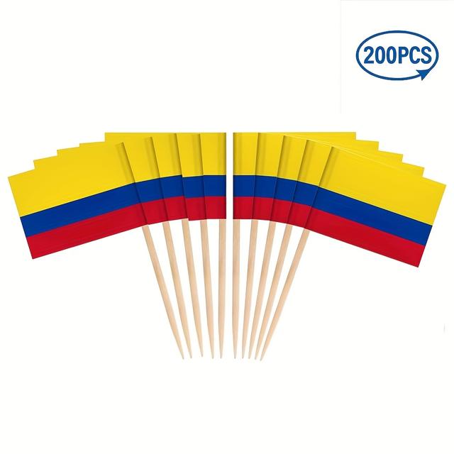 TEMU 200pcs Flag Toothpick Flags - National Colors For Parties, -themed Events, Dessert Decorations & Cake Toppers - Artificial Wood Emblem Flags Suitable For Party Decorations
