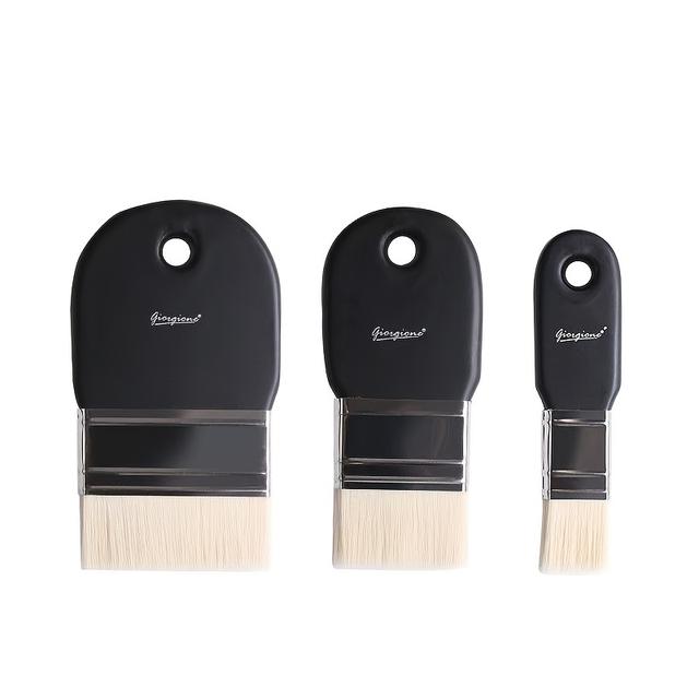 TEMU 3pcs Flat Paddle Brush Set, Suitable For Acrylic, Oil Painting, Paint, Varnish, Watercolor, Painters, Students, Artists And Nylon Painting Brushes For Watercolor Paints