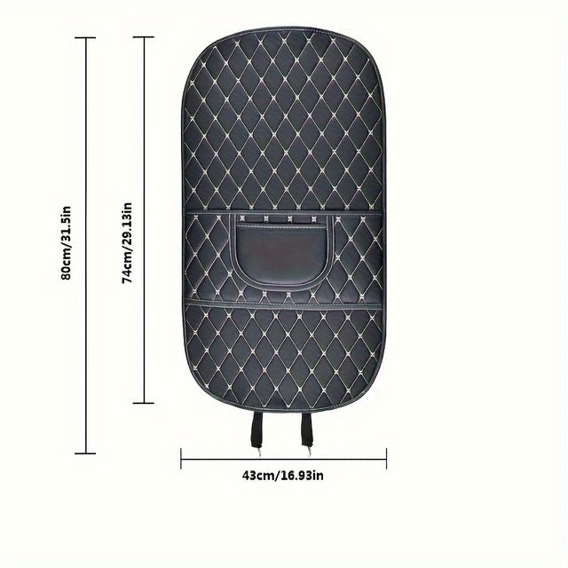 TEMU 1pc Car Back Protector - Kick-proof, Dirt-resistant, Storage - Made Of Synthetic Leather