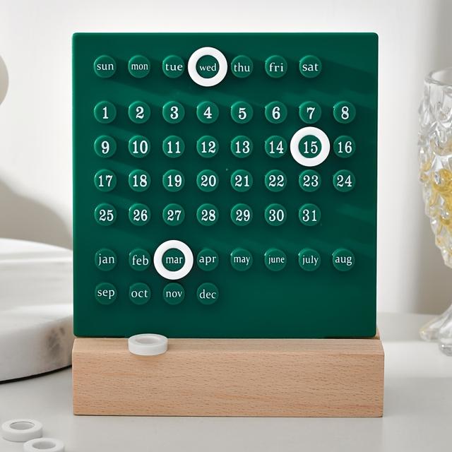 TEMU Wooden Desk Perpetual Calendar Unique Gifts, Month Date Display, Desk Decorations For Office, Cute Desk Decor, Desk Accessories Aesthetic