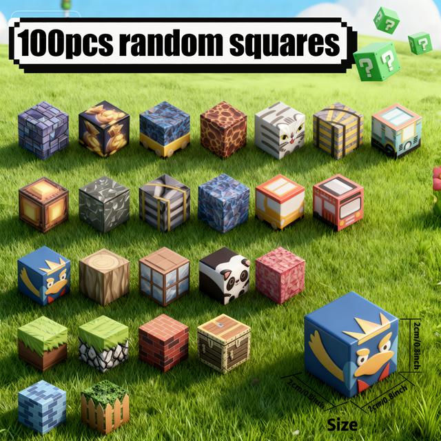 TEMU Un set de 100 bloques de construcción magnéticos diseñados para niños, con imanes vibrantes apilables con patrones de animales y objetos. Fabricados con material ABS duradero.