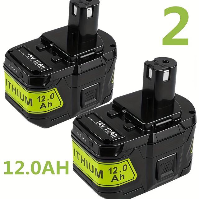 TEMU 2-pack 12.0ah 18v P109 Lithium-ion Replacement For Ryobi 18v Battery P104 P105 P107 P108 P109 P122 Compatible With Ryobi Batteries Cordless Power Tools