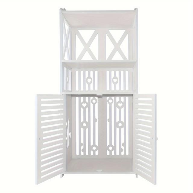 TEMU . Freistehende Vitrine Schrank Weiß Spülenschrank 90 * 40 * 25cm Schlankes Hochregal für Wohnzimmer, Schlafzimmer, Küche, Flur