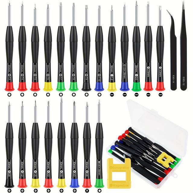 TEMU 1set Magnetic Screwdriver Set, Handheld Micro Screwdriver Kit Metric Torx Flat Y-shaped Head Screwdriver With Storage Box For Watch Eyeglasses Jewelry Electronics Repair