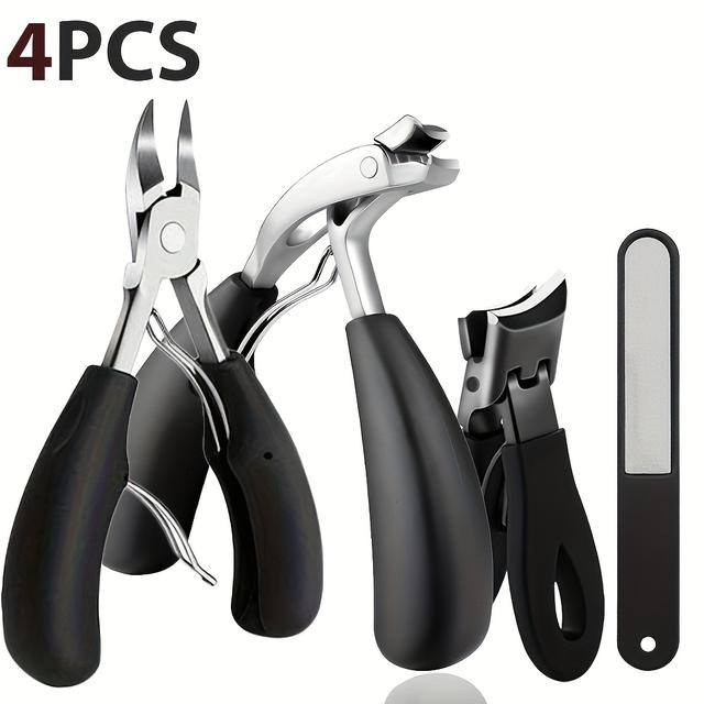 TEMU 4pcs Ingrown Toenail Scissor Kit Fixed For Thick Nails - Heavy Duty Pelvicitis, Stainless Steel Blade With Handle - Great For Men And Adults, For Birthday Gifts