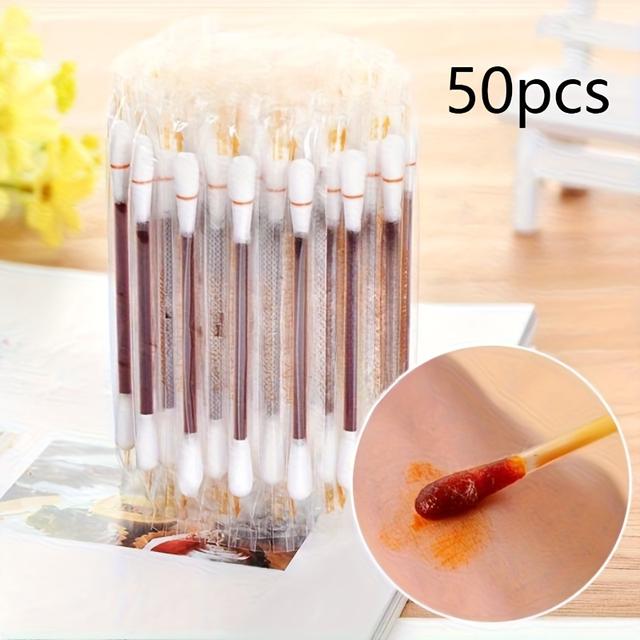 TEMU 50 darabos eldobható jódos fültisztító pálcika készlet PVC-ből, tökéletes sürgősségi fertőtlenítéshez és sebkezeléshez - Kiváló használatra, utazáshoz és elsősegély készletnek!