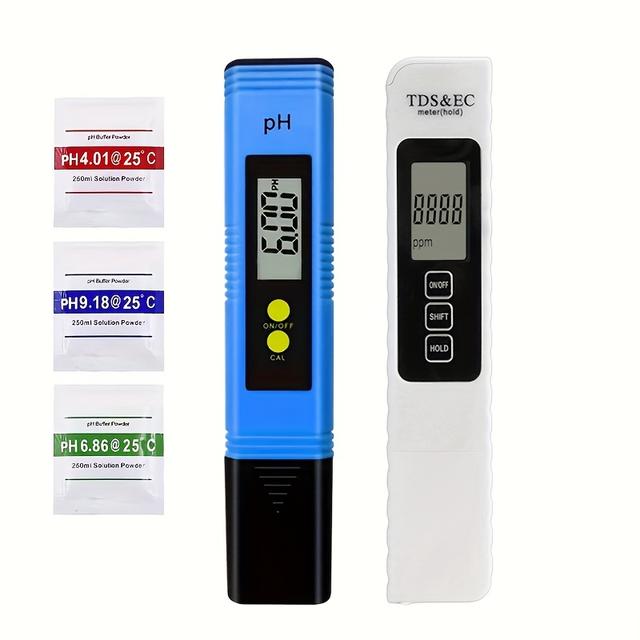 TEMU 2 stuks PH TDS-instrument digitale watertester digitaal display 0-14 pH meter 0-9999ppmTDS&EC LCD watervoedingsgraad PPM kwaliteitsdetectiepen