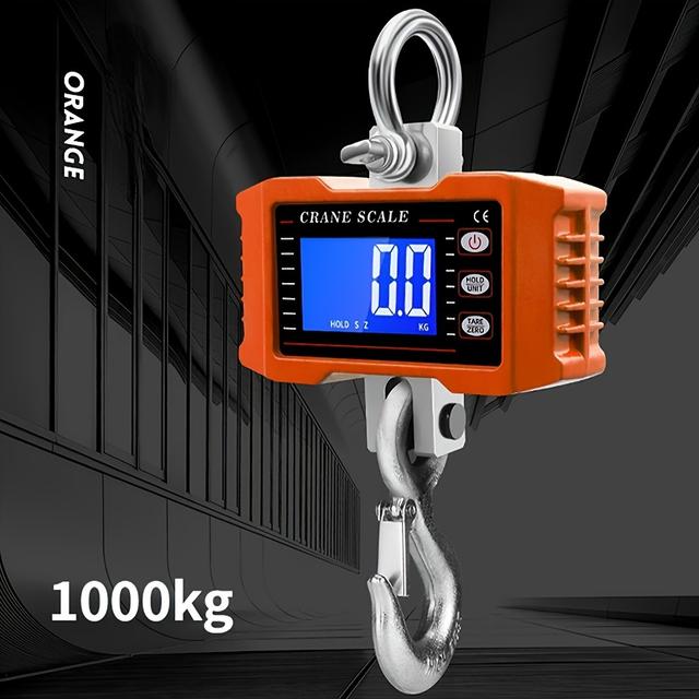 TEMU Heavy-duty Portable Digital Crane Scale - 2204lbs Capacity, Lcd Backlit Display, Industrial Hook Scale With & Safety Features