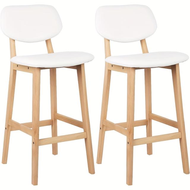 TEMU 2pcs Leather Bar Stools With Padded Seat And Backrest - Design For Kitchen & Dining Room