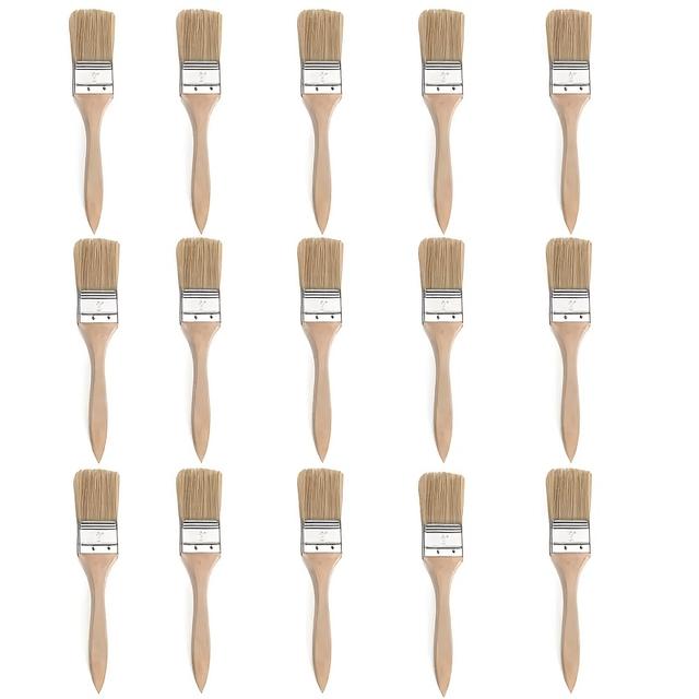 TEMU 15/40pcs Wooden Paint Brush Set With Gourd Handle, 2-inch Bristles For Painting And Staining Natural Finish