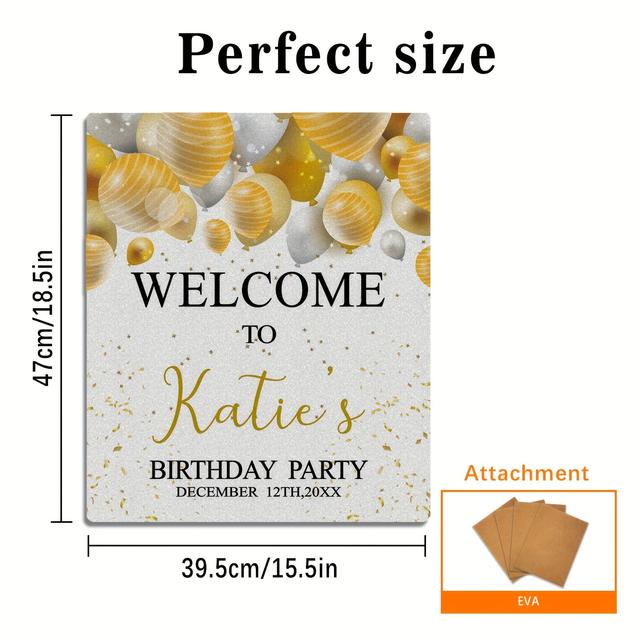 TEMU 1pc Birthday Party Welcome Sign With Personalized Text, Happy Birthday, Wedding Welcome Sign, Bridal Gift Reception Notice Board, Surface, Ideal Gift, Large Size: 18.5in*15.5in