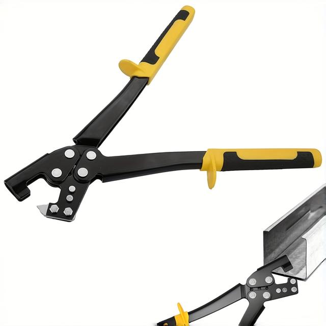 TEMU Heavy-duty 11.81inch Light Gauge Crimper Pliers | Adjustable Jaw & Lever Mechanism - High-strength Connector Tool For Drywall, Steel Studs, Construction, Office, Warehouse - Manual Framing Nail-