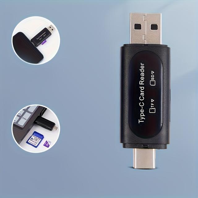 TEMU 4-in-1 Usb Type C/usb A Dual Card Slot Memory Card Reader - Fast Sd//sdxc/sdhc Card Adapter For Pc, , Galaxy, Tablet, Huawei And More - High-speed Data Transfer And Compact Design
