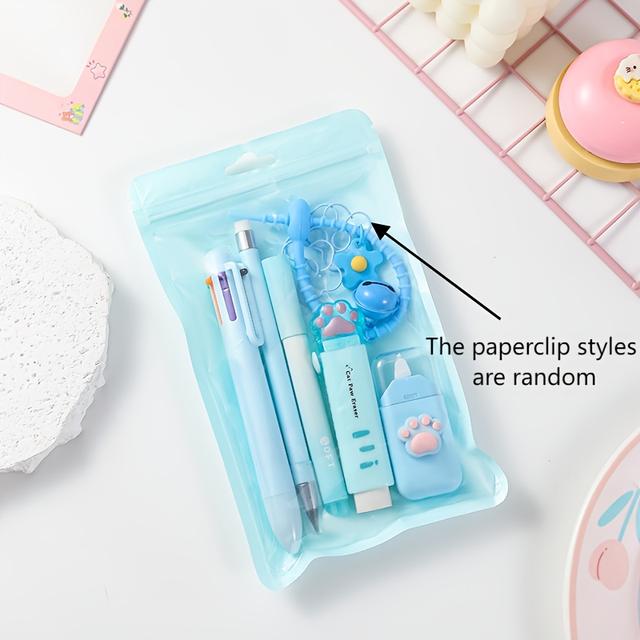 TEMU 【新商品】蛍光ペン文具セット – 11点セット（蛍光ペン、ゲルペン、ボールペン、鉛筆、なペーパークリップ5個付き） – 学校やオフィスでの学習に必須の文具