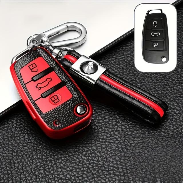TEMU حافظة مفتاح السيارة الناعمة من مادة TPU، مناسبة لأودي A3 A4 B6 B7 B8 A6 A8 C5 C6 4F RS3 Q3 Q7 TT 8L 8V S3، غطاء سلسلة مفاتيح