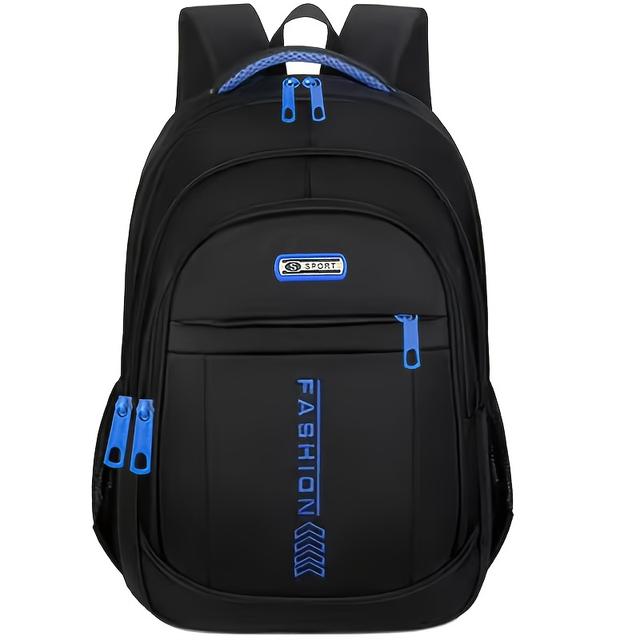 TEMU Neutral Square Bag, Men's And Women's New Backpack, Japanese Korean Campus Backpack, Nylon Oxford Cloth Bag, Large Capacity Fashionable Contrasting Color Travel Backpack [zipper Random]