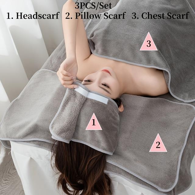 TEMU Набір рушників для масажу обличчя в салоні краси, 3 шт./набір: рушник Baotou, рушник-подушка, рушник для грудей, спеціальні рушники для догляду за шкірою