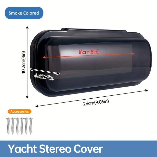 TEMU Flip-up Audio Protector For Universal Marine Radio Stereo Featuring Durable Abs Housing, Suitable For Boats, Rvs, Utvs, And Yacht Consoles