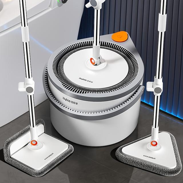TEMU Set Of Spin Mop And Bucket With A Wringer, Designed For Wringing To Clean Floors , Bathroom, Bedroom, And Living Room, Featuring 3 Different Types Of Mop Heads And 6 Microfiber Cloths