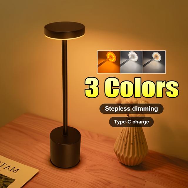 TEMU 1 Modern Led Desk Lamp | Usb Charging, Touch Control, 3-color Dimming, Plastic Base, Suitable For Bedroom, Office, Home Decor, Touch Switch Design, Ideal For Thanksgiving And Christmas Gifts