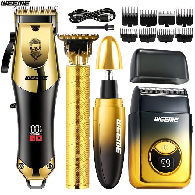 TEMU Set Of 4 Professional Grooming Tools For Men, Including Hair Clipper, Nose Hair Trimmer, And Shaver - Usb Rechargeable Hair Clipper Set - Perfect Gift For Him