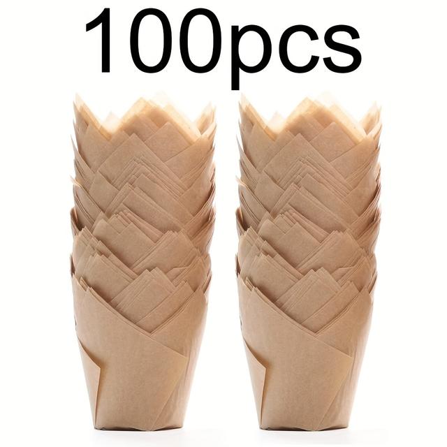 TEMU 50 Stück/100 Stück ölbeständige Cupcake-Verpackung, klassische Pergament-Cupcake-Förmchen, geeignet für Muffins oder