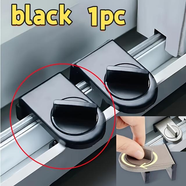 TEMU Aluminum Alloy Sliding Door & Window Lock - Anti-theft, Anti-pinch Safety Lock, No-drill Installation, Pet-proof Fixation For Enhanced Security, Durable Plastic Construction