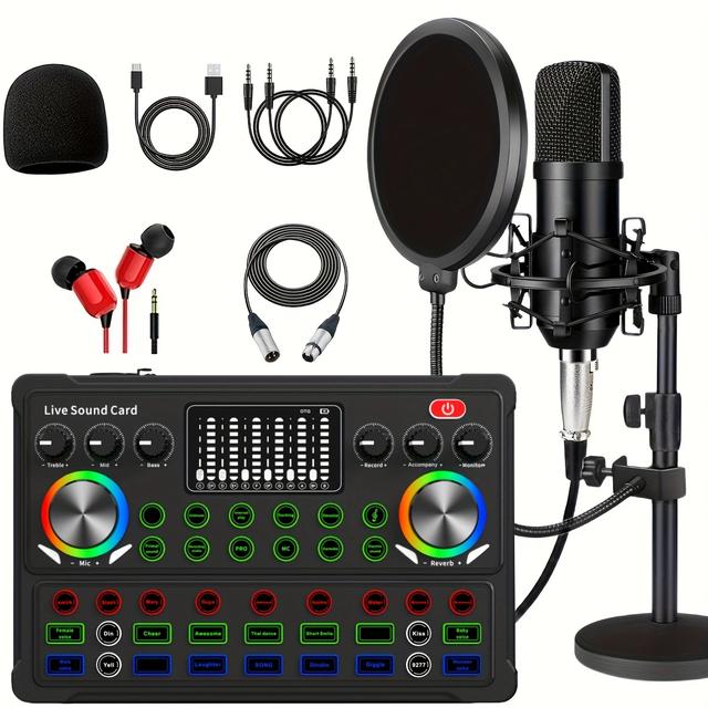 TEMU pour Podcasting - Microphone XLR avec Changeur de - Support Réglable - Condensateur Qualité Studio - Parfait pour Smartphones, PC, DJ, Vidéo, Streaming, Jeux et Chant