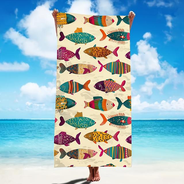 TEMU Quick-dry Microfiber Beach Towel With Colorful - Lightweight, Soft & Absorbent For Swimming, Pool, Shower - Outdoor, Sports, Travel