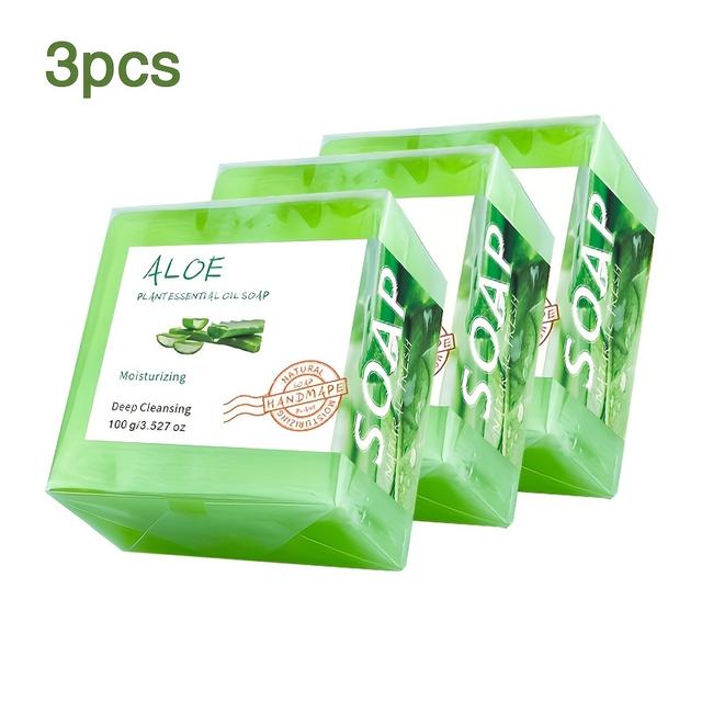 TEMU 3pcs Of Handmade Aloe Vera Essential Oil Soap For Deep Cleansing, Glow, Enhancing Moisture, And Providing A Delicate Shine. To Dullness And Dirt, And Moisturize. An Ideal Gift For Christmas