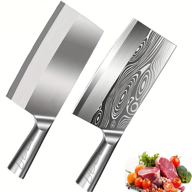 TEMU 2 stuks Vleesmes, Vleesbijl, Koolstof Roestvrijstalen Slagersmes met Ergonomische Handgreep, Ultrascherp Mes, Keuken Gadgets Voor Thuis/Restaurant, Perfecte Verjaardagscadeaus