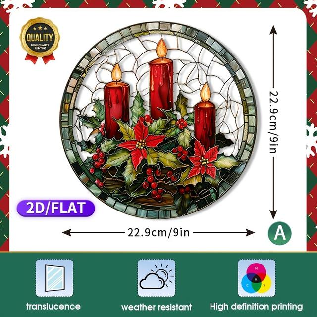 TEMU 1pc 2d/flat Christmas Theme Holiday Decoration | Rv Window Sticker With Tree And Candle, Static Cling, Reusable Polyethylene Terephthalate, Matte End For Glass Surfaces