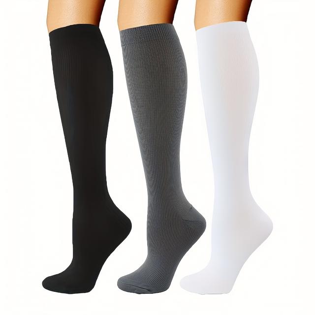 TEMU 남녀공용 구리 압박 양말 3켤레, 달리기 사이클링 농구 축구 하이킹용 인체공학적 디자인, 운동화용품, 수분 흡수 원단, 운동용 양말, 러닝 장비, 다용도 레그웨어, 매끄러운 질감의 원단