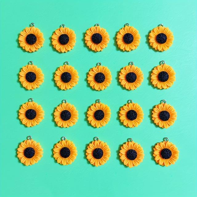 TEMU 20 Handmade Sunflower Jewelry Pieces Including Pendants, Earrings, Necklaces, Bracelets, And Bag Charms, From Resin Gifts
