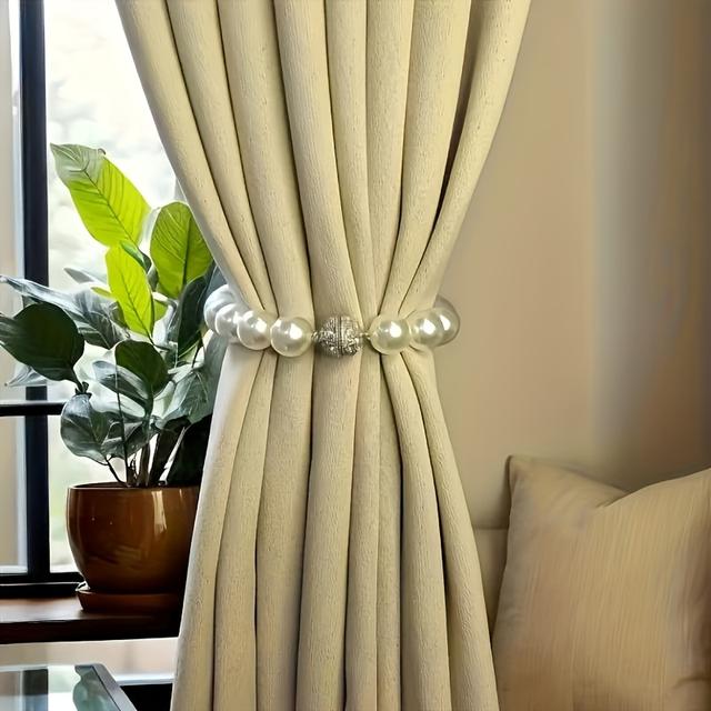 TEMU Елегантний набір магнітних гачків для штор з імітацією перлів - Класичний та сучасний декор для дому