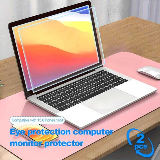TEMU Set Of 2 High-definition Screen Protectors For 15.6-inch Laptops, Designed To Blue Light And Glare, Featuring A Slim Fit For Eye Safety And Fingerprint Resistance.