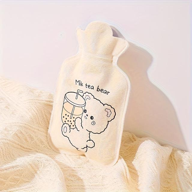 TEMU 1pc Cute Cartoon Plush 12.32oz Hot Water Bottle - Pvc, Non-electric Hand & Tummy Warmer With Rabbit Design, & Holidays, Best For Christmas