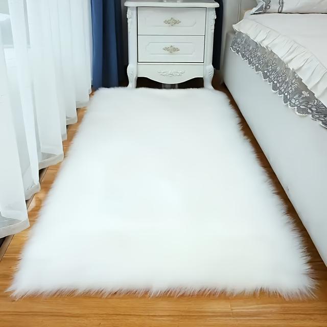 TEMU Simple Solid Color Long Pile Mat, 60*120cm - Perfect For Bedroom, Living Room, Dressing Room & Storage Cabinet Mat, Soft And Washable Mat