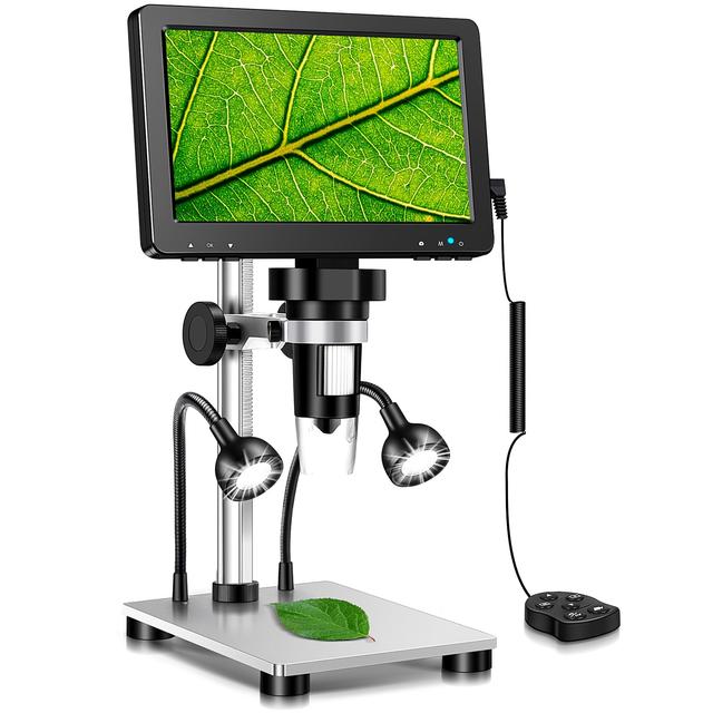 TEMU 7'' Digital Microscope 1200x 1080p Photo/ Video Microscope For Adults Soldering , Pcb Repair, Metal Stand, 10 Led Fill Lights, Pc View