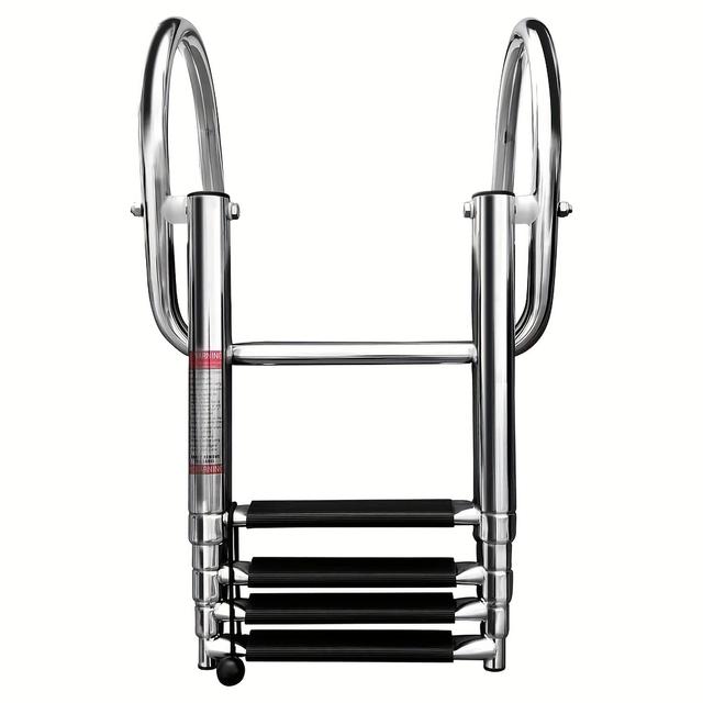 TEMU Hochbelastbare, faltbare und einziehbare Bootsleiter aus 316 Edelstahl mit gebogenem Handlauf, entwickelt für den Einsatz auf Anlegern, Pontonbooten, Schiffen, Yachten und