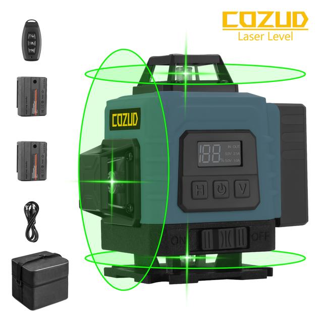 TEMU COZUD Zelfnivellerende Laserwaterpas 16-Lijn 4D met Horizontaal/ Kruis, Zware 360° Draaiende Automatische Laserwaterpas Geschikt voor, met Meetgereedschap & 2