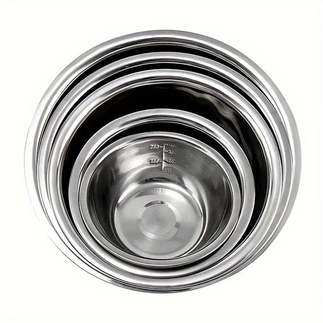 TEMU 5pcs/set Stainless Steel Mixing Bowls Non Slip Nesting Whisking Bowls Set Mixing Bowls For Salad Cooking Baking