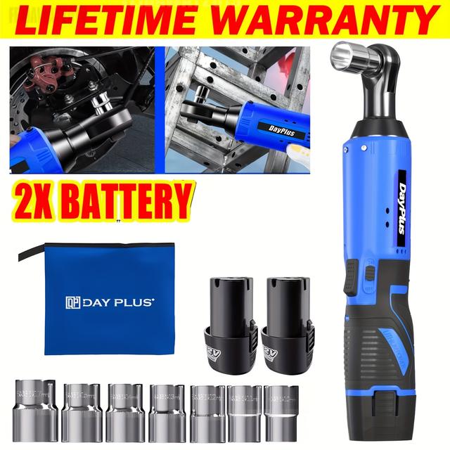 TEMU Cordless Ratchet Wrench Set 3/8'' Sq Drive Ratchet Wrench 40n.m Torque Power Ratchet Wrenches Set With 2x 1.5ah Lithium-ion Battery