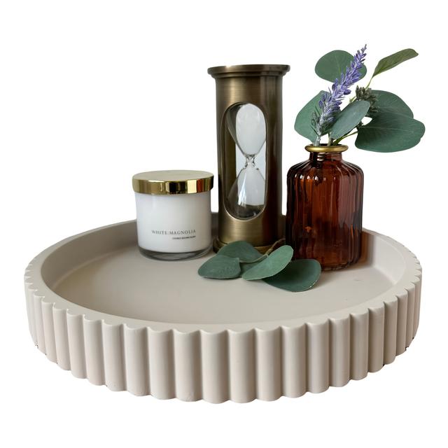 TEMU Circular Decorative Tray Made Of Wood For Enhancing Coffee Table Aesthetics, Featuring A , Perfect For Home Decoration And Serving As A Centerpiece. (non-food Contact)