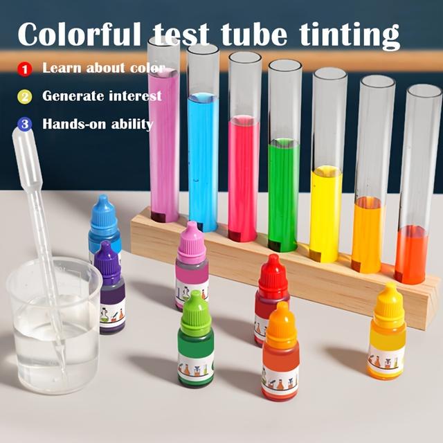 TEMU 1set Kids Color Mixing Test Tube Experiment Kit, Educational Science Toy For Sensory Learning And Fine Motor Skills Development, Fun Cognitive Playset For Children, Ideal Birthday Christmas Gift