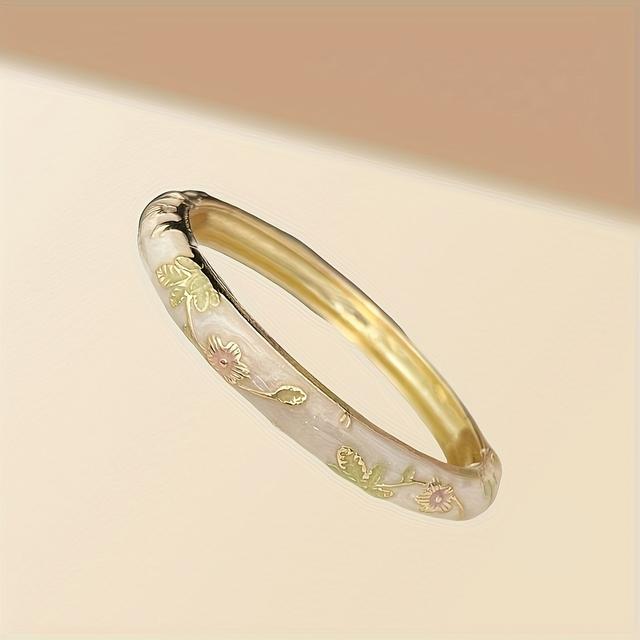 TEMU 1 stuk Mode Emaille Bloemen Open Armband, Bohemian Stijl Sieraad, Ideaal Cadeau voor Vrienden