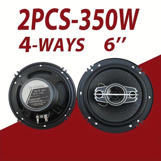 TEMU زوج واحد من مكبرات الصوت المحورية للسيارة بقوة 350 واط بحد أقصى 6 بوصات و4 قنوات، مكبر صوت HiFi للسيارة، إخراج صوت ستيريو، مناسب لمشغل DVD، مشغل الموسيقى، تركيب على باب السيارة، مزود بكابل MP3